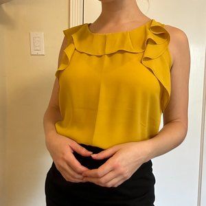 Mustard yellow LOFT business-wear blouse